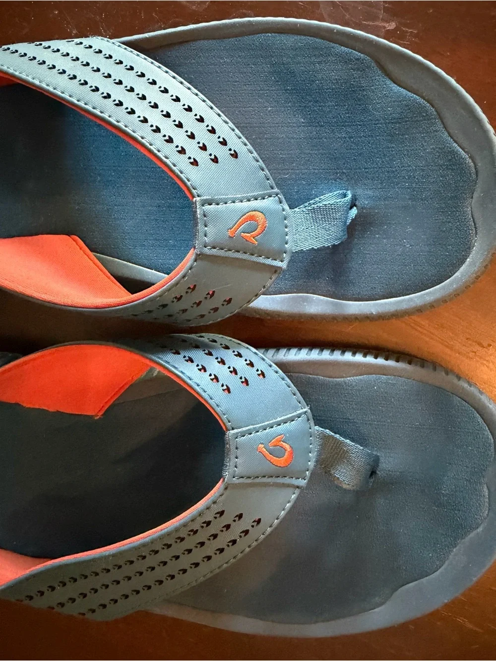 OluKai Men’s Blue and Orange Flip-Flops